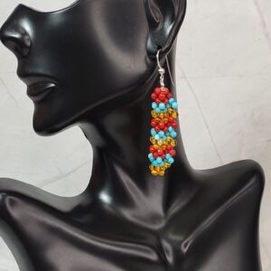 Jay King Turquoise/Coral/Amber Beaded Earrings